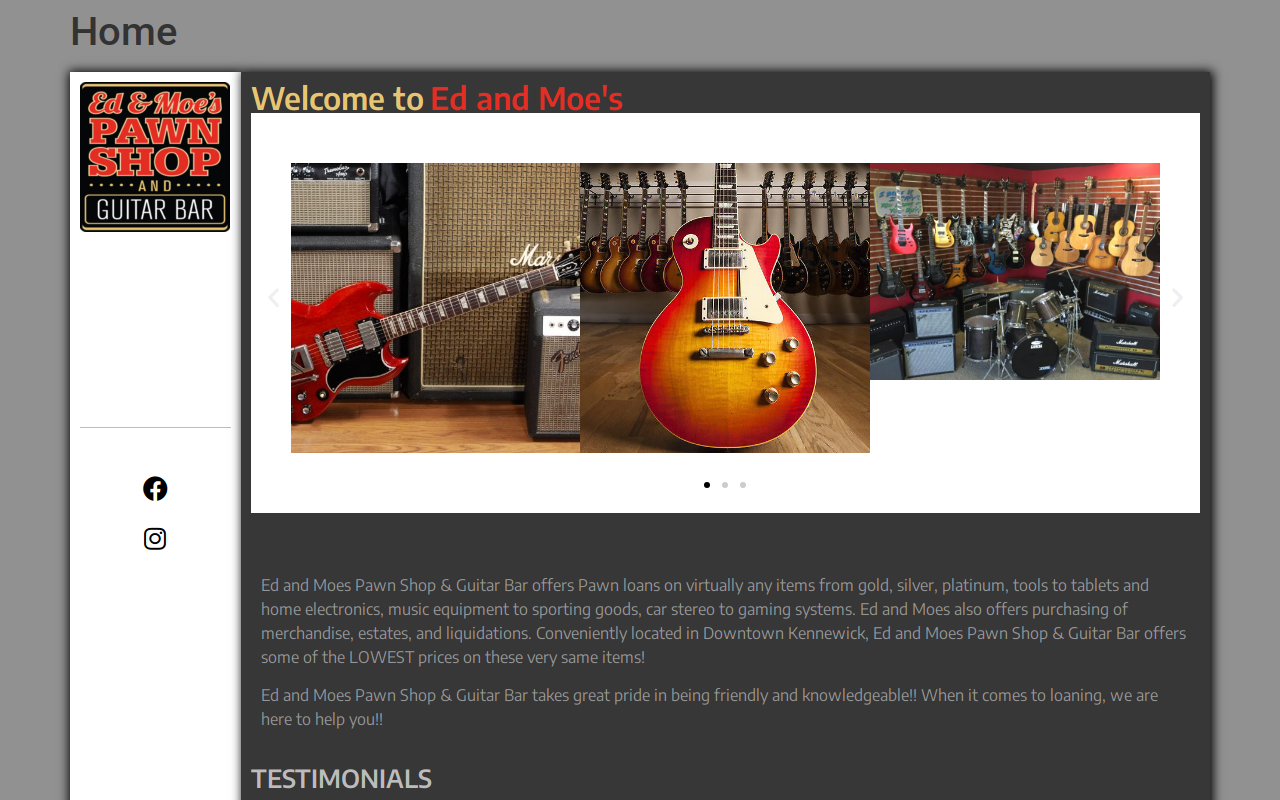 Ed and Moes Pawn Shop and Guitar Bar website preview