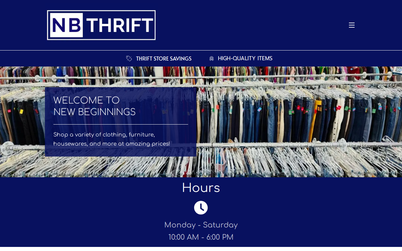 New Beginnings Thrift Store website preview