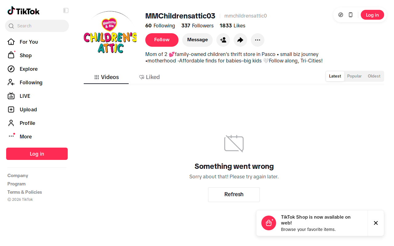Mommy & Me Childrens Attic Main Store website preview