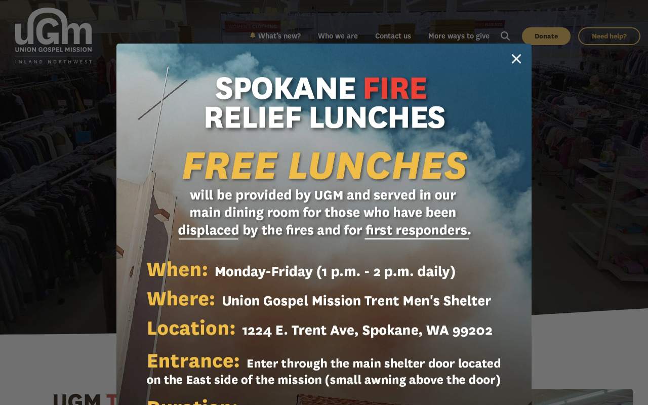 Union Gospel Mission Thrift Stores website preview