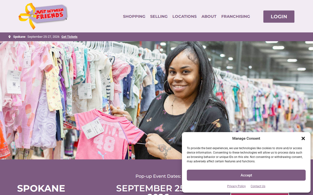 Just Between Friends Spokane website preview