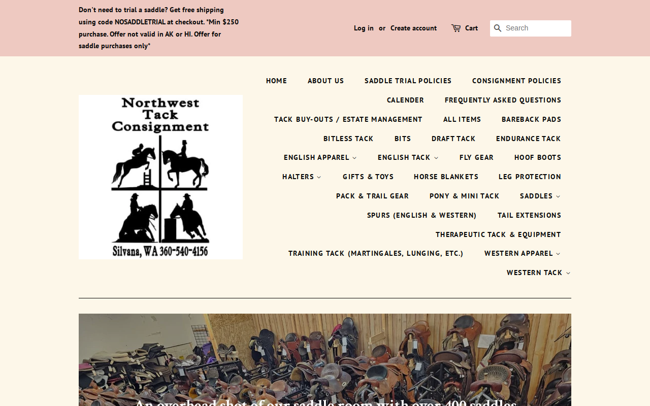 Northwest tack consignment website preview