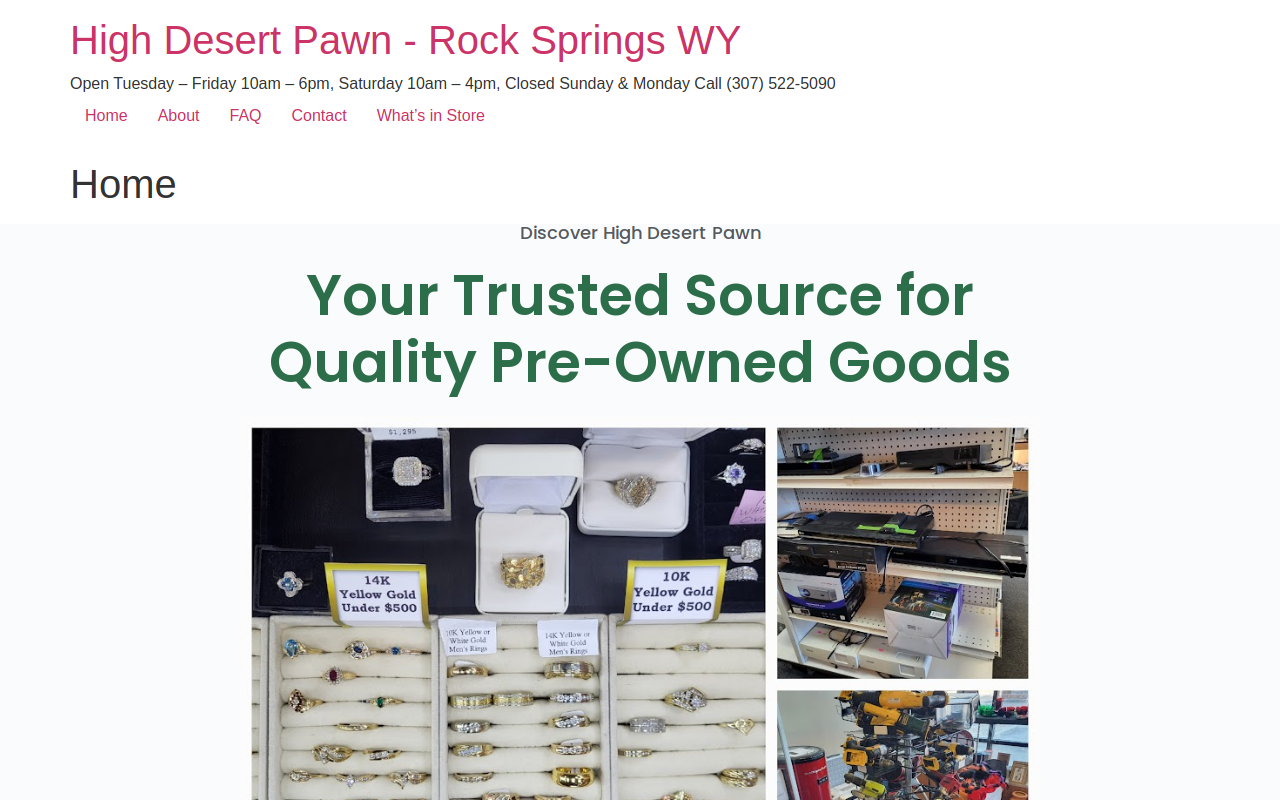 High Desert Pawn website preview