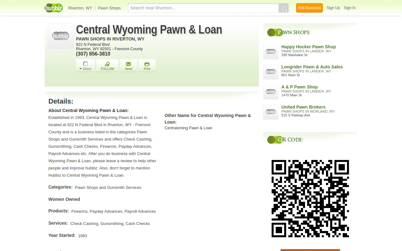 Central Wyoming Pawn & Loan website preview