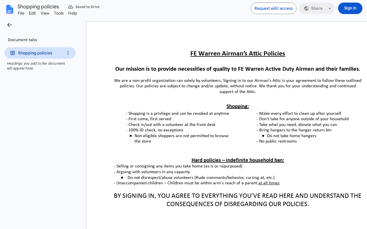 F.E. Warren AFB Airman's Attic website preview