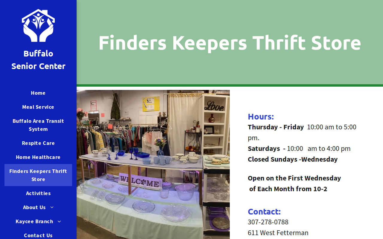 Finders Keepers Thrift Store website preview