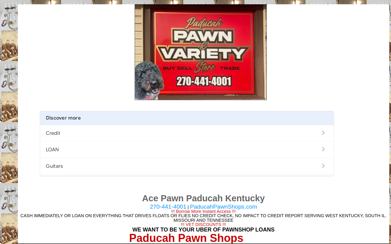 #paducahpawnshops.com /ace auto pawn/stevescars website preview