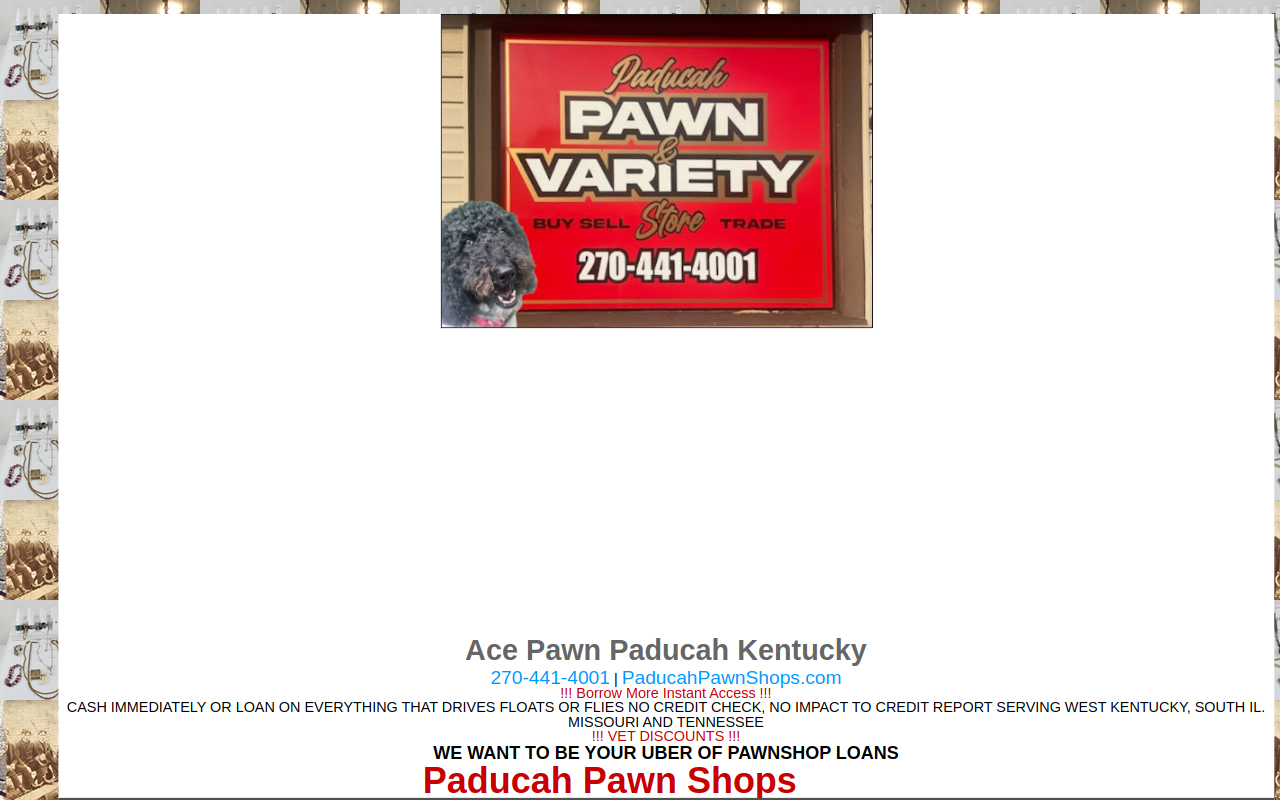 Paducah Pawn website preview
