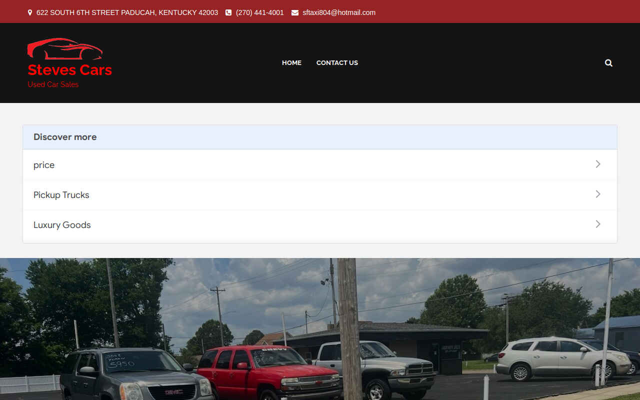 Steves Cars website preview