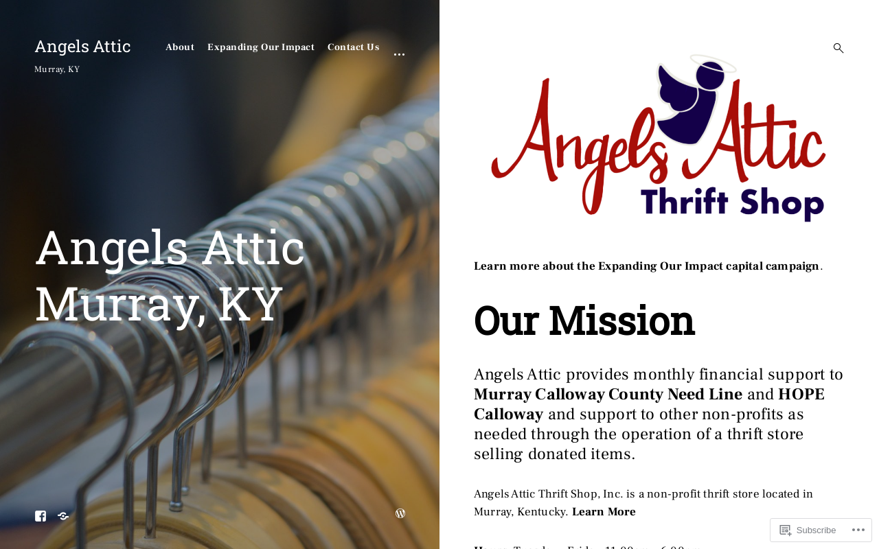 Angels Attic Thrift Shop website preview