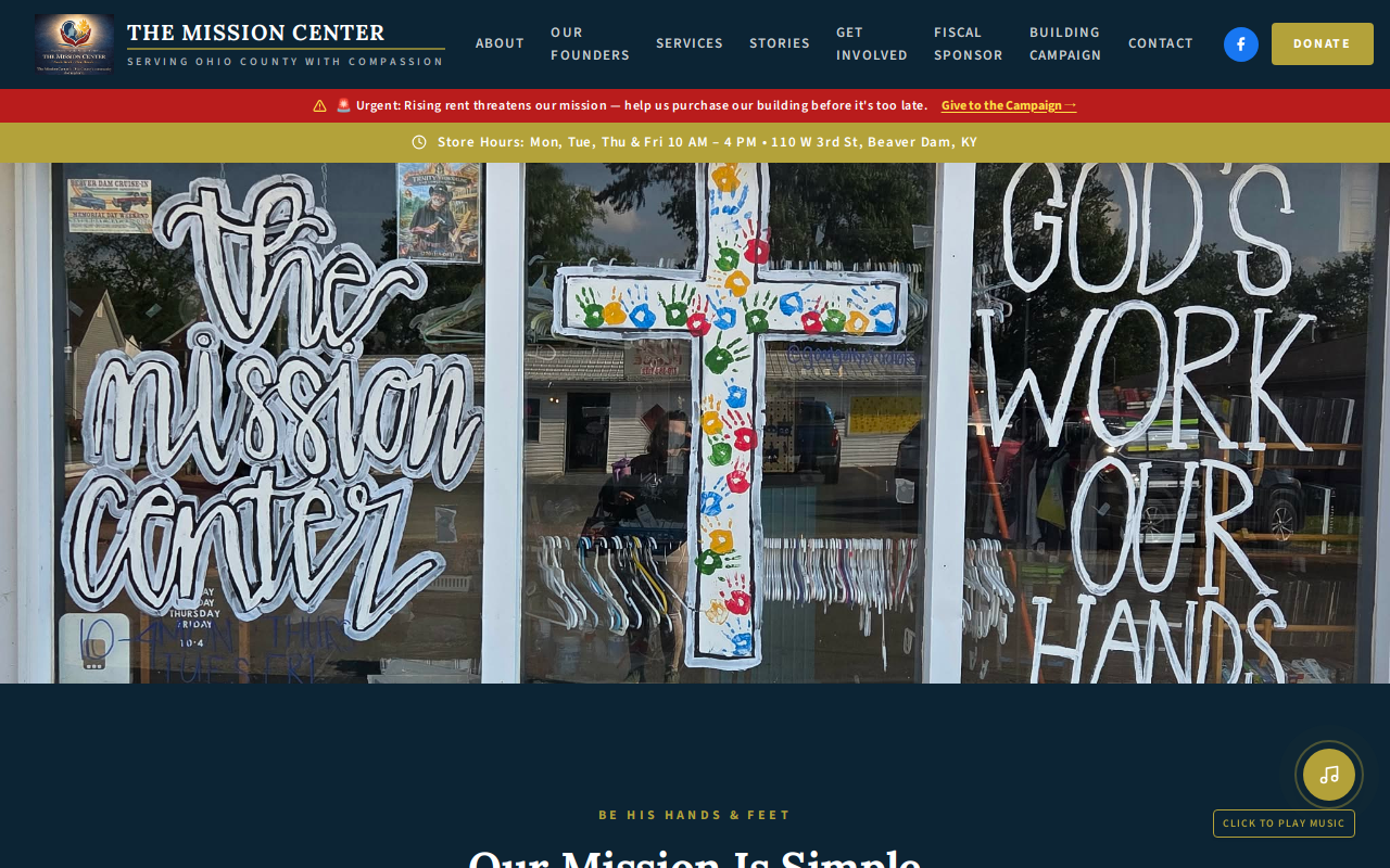 The Mission Center website preview