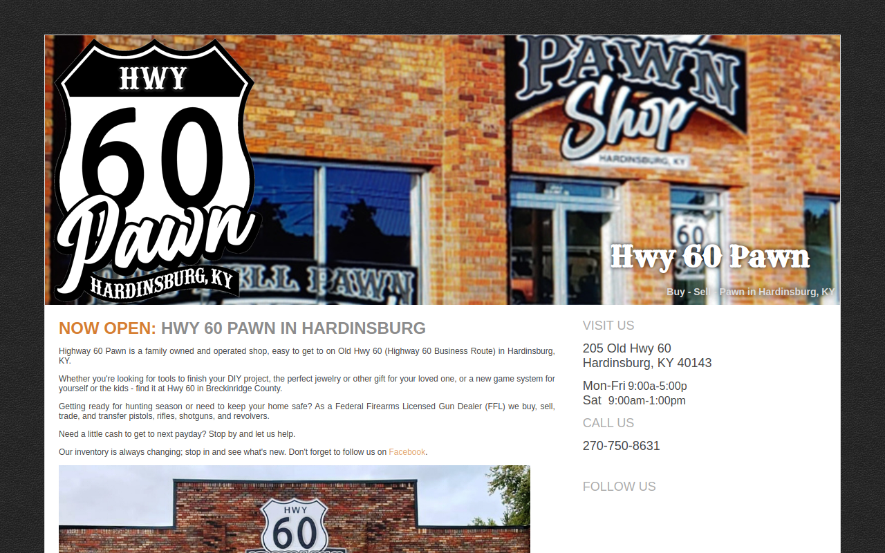 Hwy 60 Pawn website preview