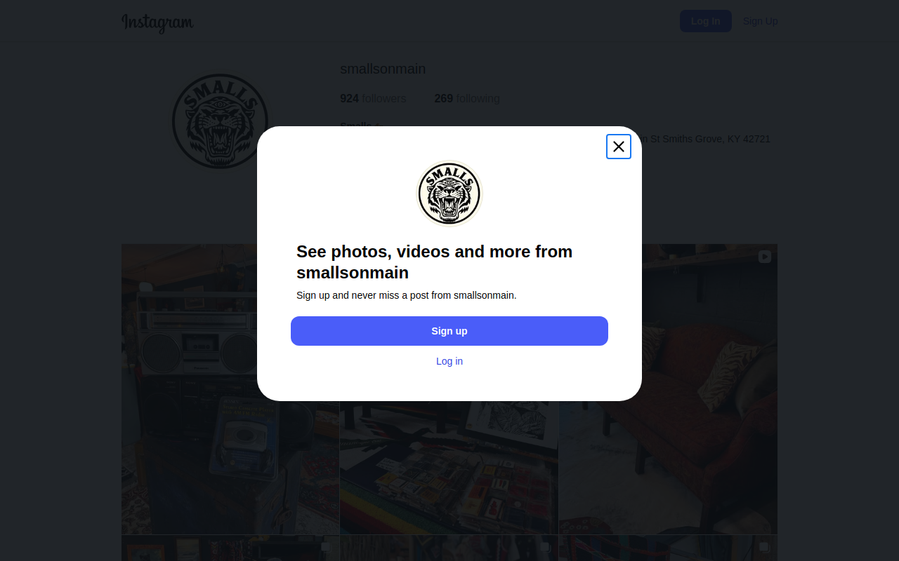Smalls On Main website preview
