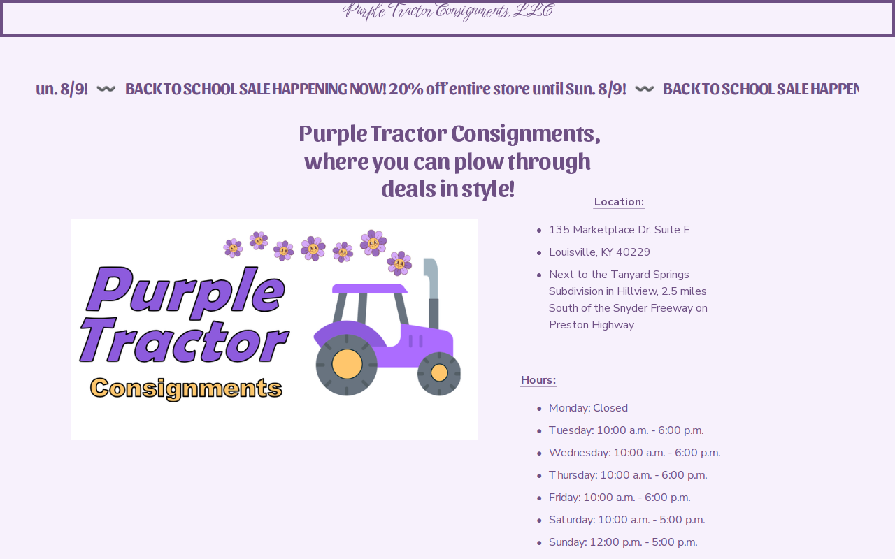 Purple Tractor Consignments website preview
