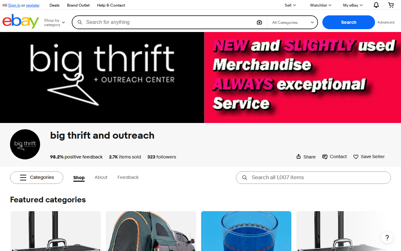 Big Thrift Outreach Center website preview