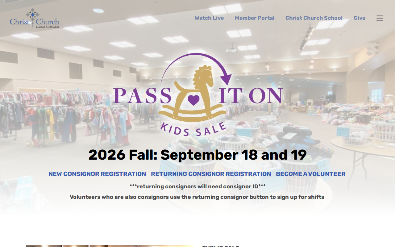 CCUM Pass It on Kids Sale website preview