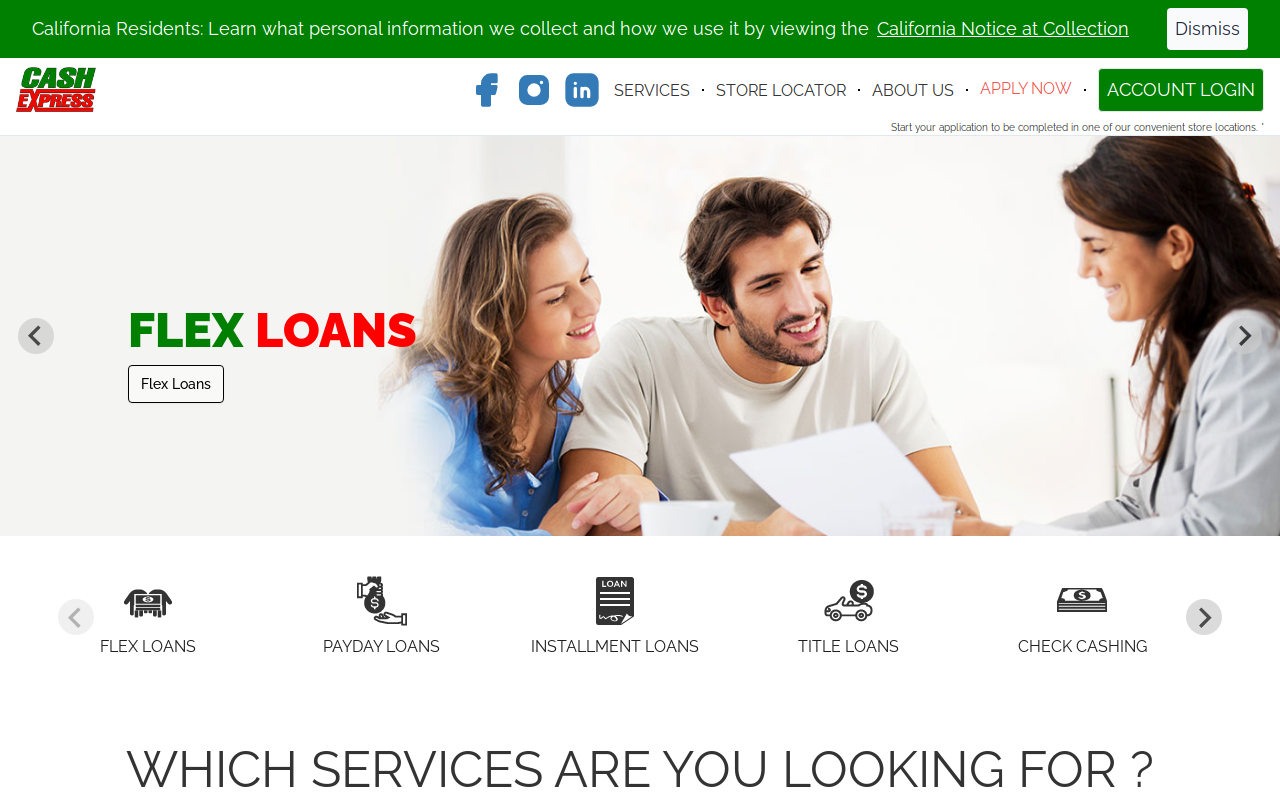 Cash Express website preview