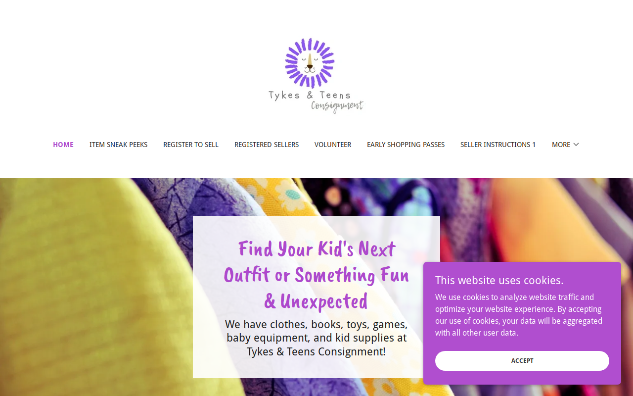 Tykes and Teens Consignment of Richmond Kentucky website preview