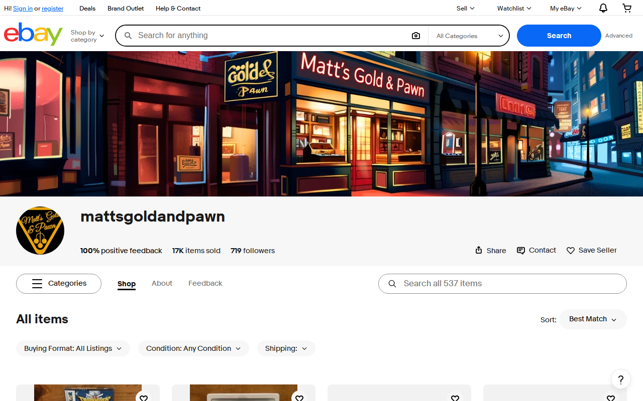 Matt's Gold and Pawn website preview
