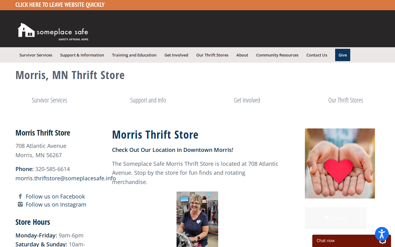 Someplace Safe Thrift Stores website preview