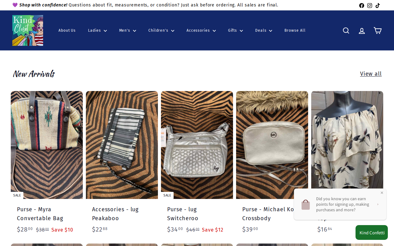 Kind Closet website preview