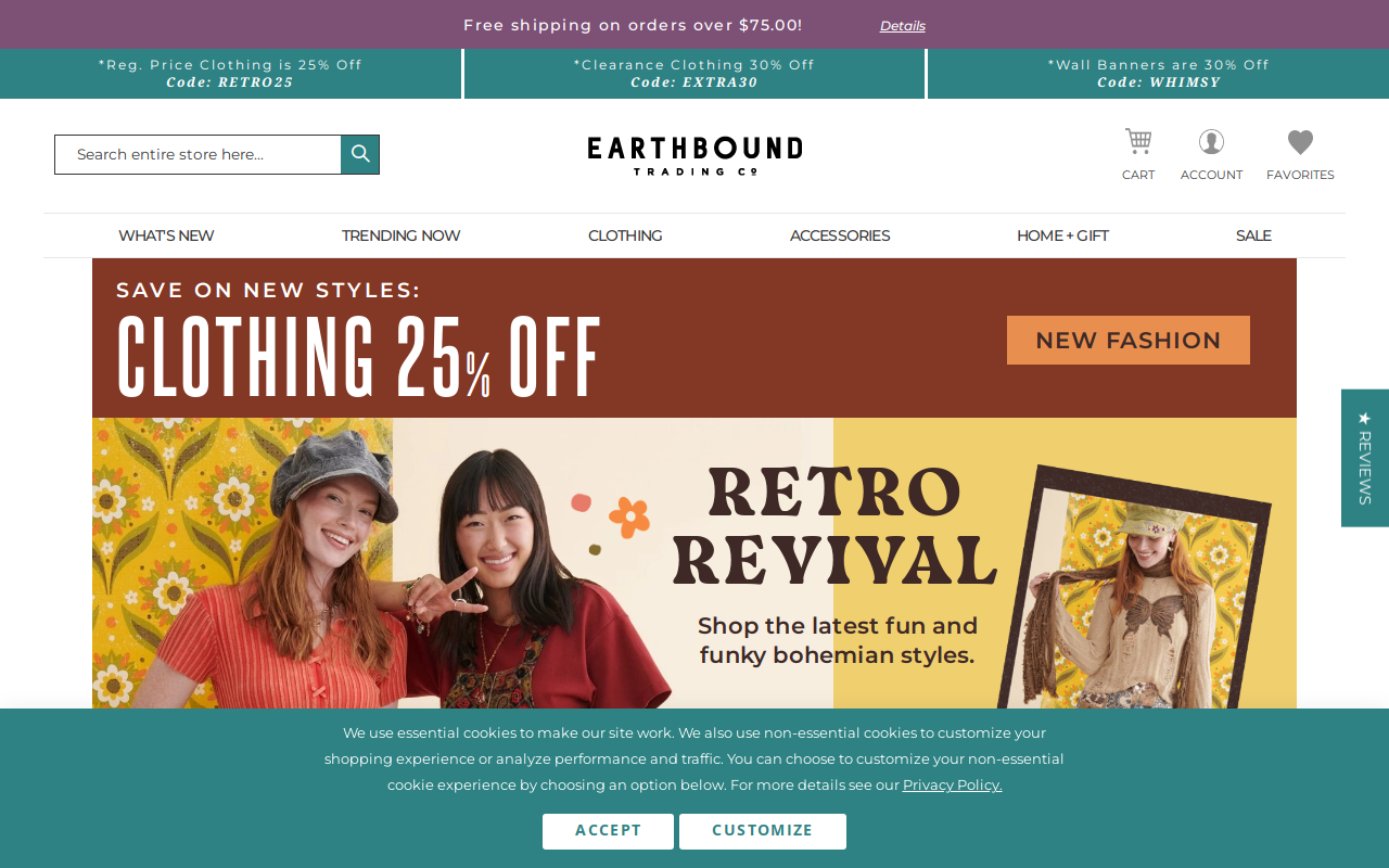 Earthbound Trading Company website preview