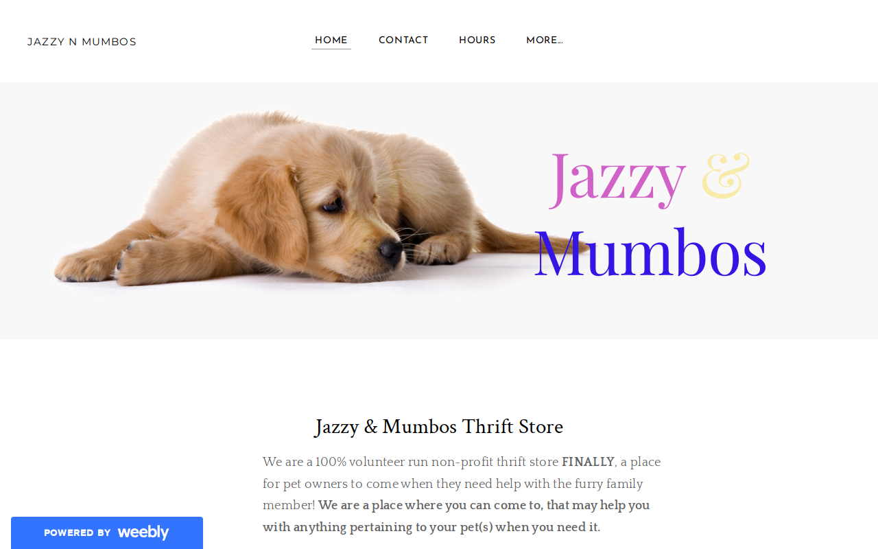 Jazzy and Mumbos Thrift Store website preview