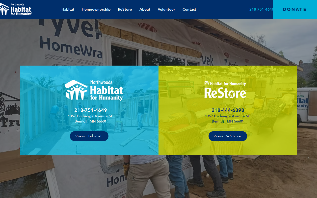 Northwoods Habitat for Humanity ReStore website preview