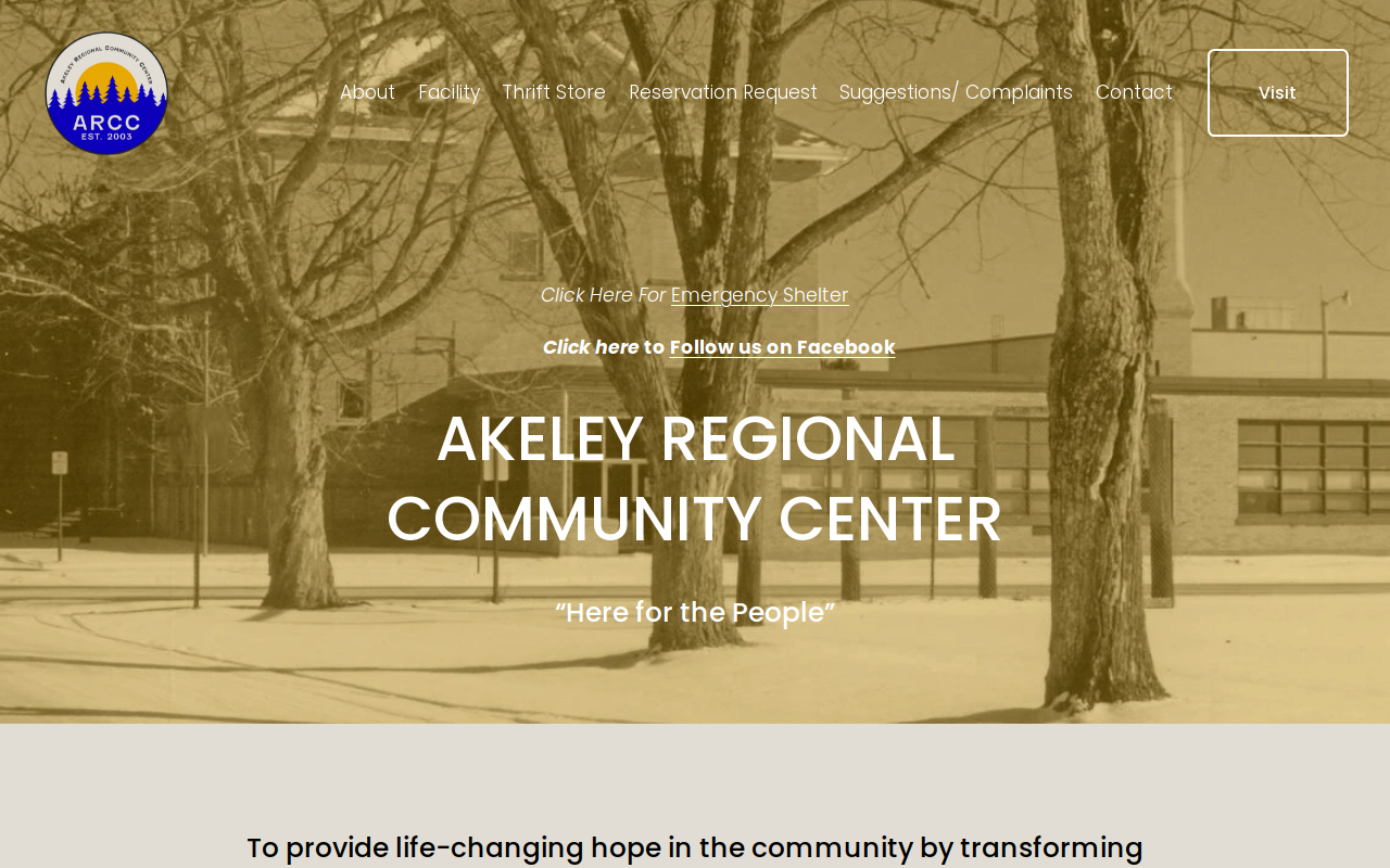Akeley Regional Community Center website preview