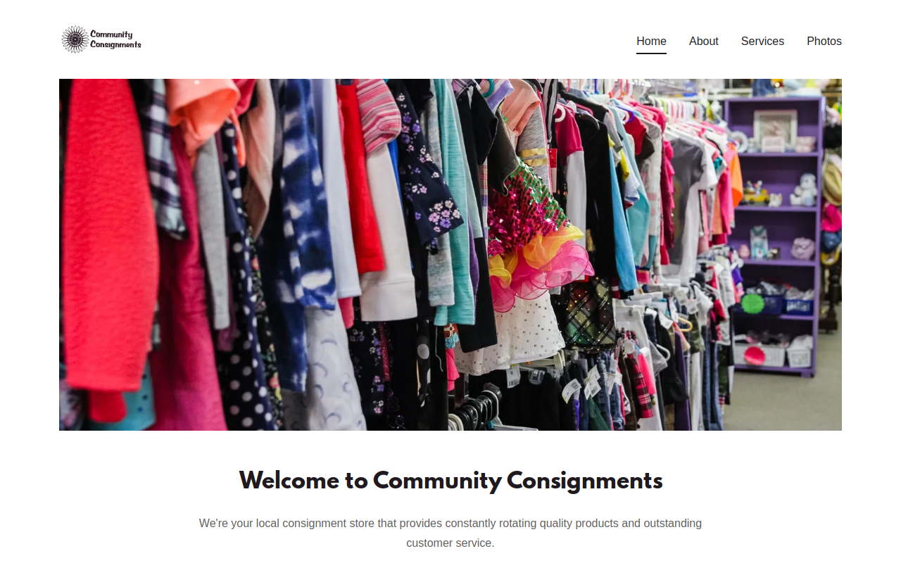 Community Consignments website preview