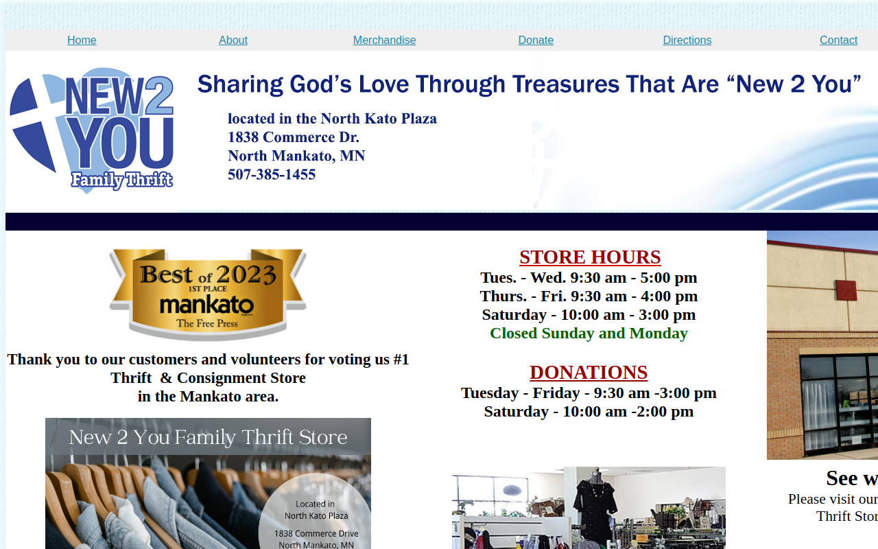 New 2 You Family Thrift website preview