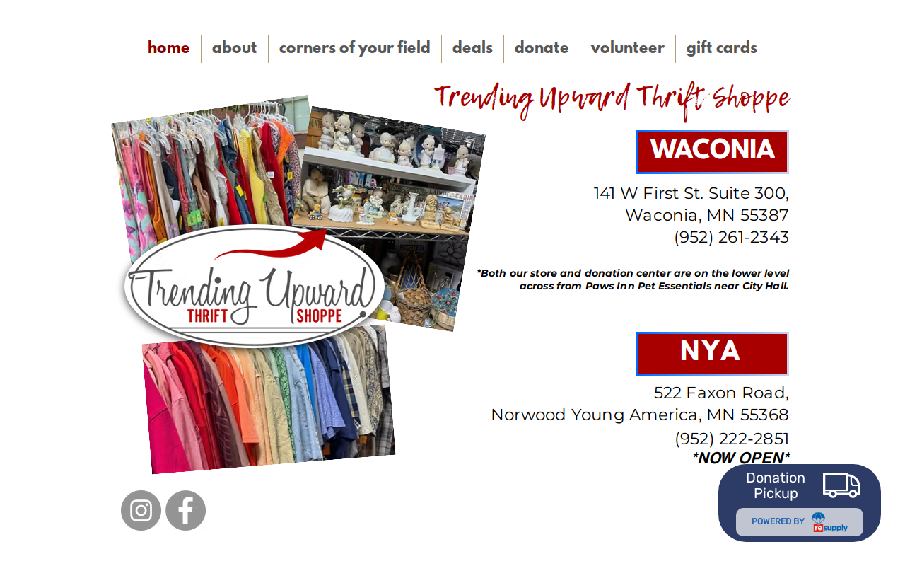 Trending Upward Thrift Shoppe website preview