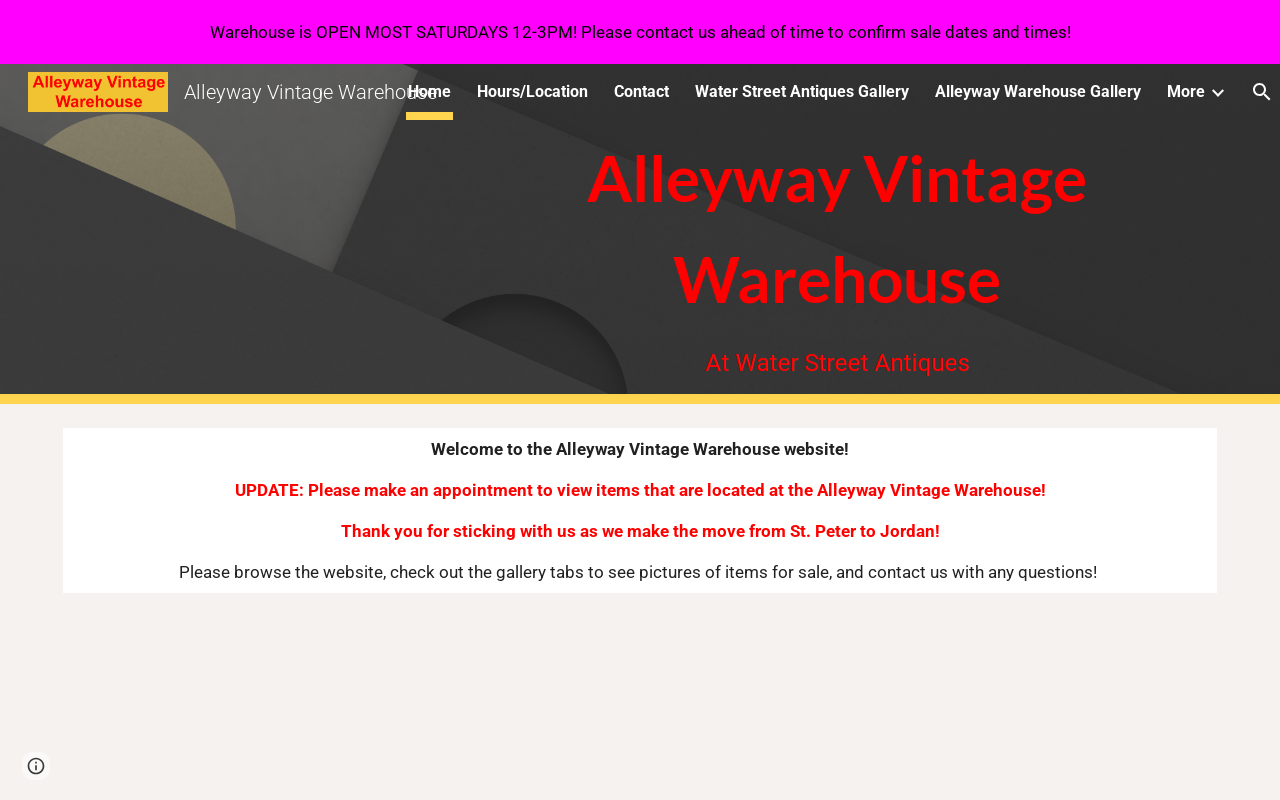 Alleyway Vintage Warehouse website preview