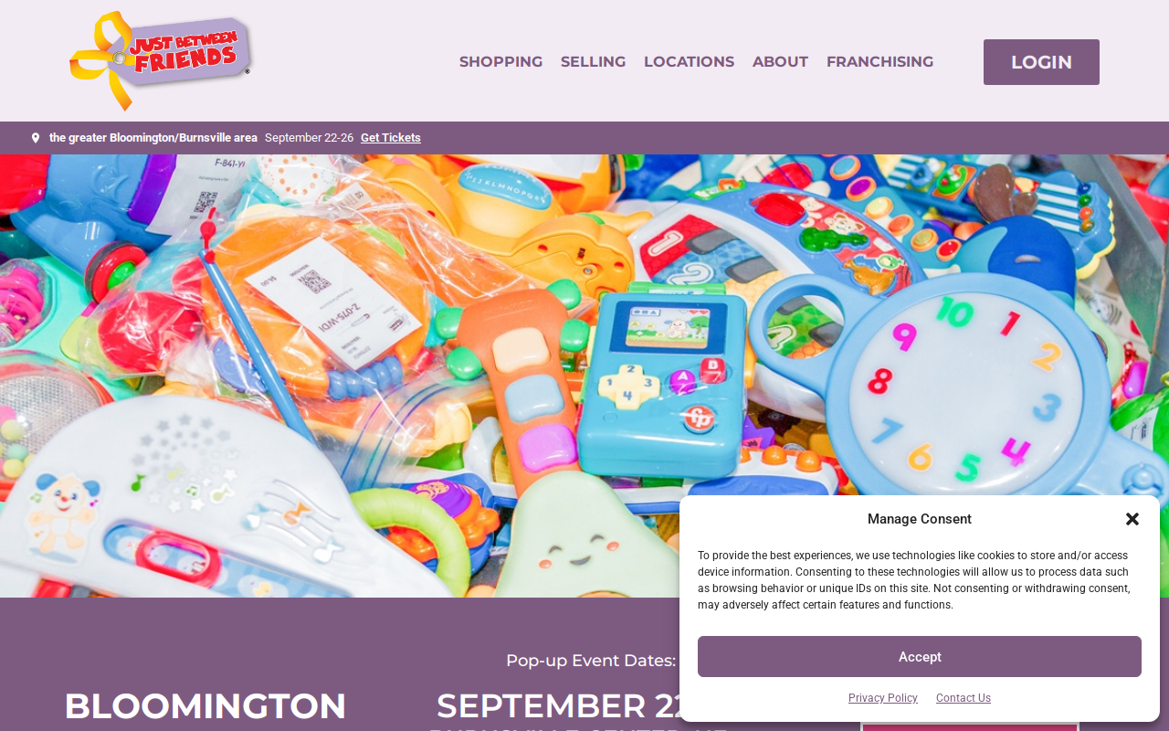 Just Between Friends Bloomington/Burnsville website preview