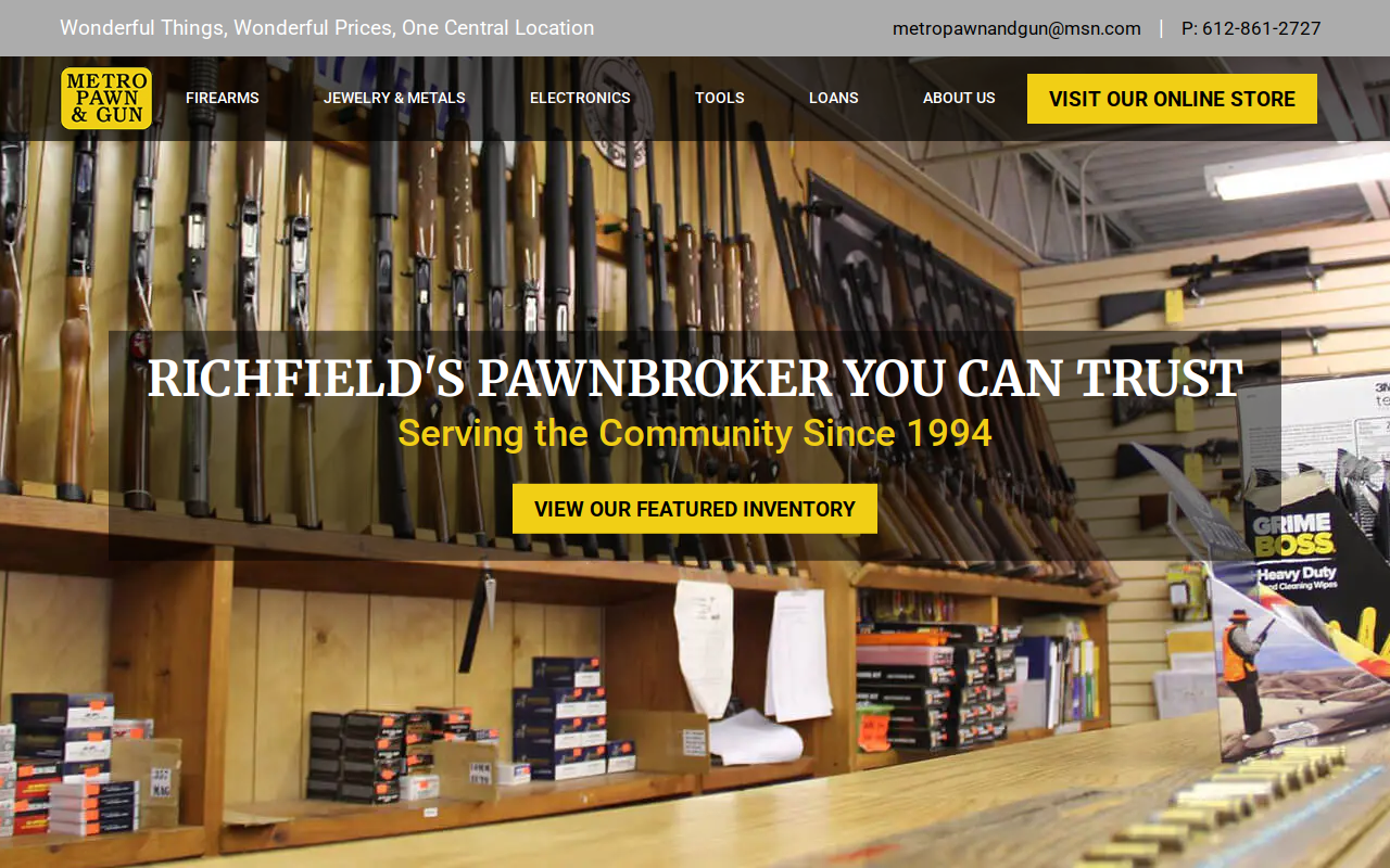 Metro Pawn and Gun website preview