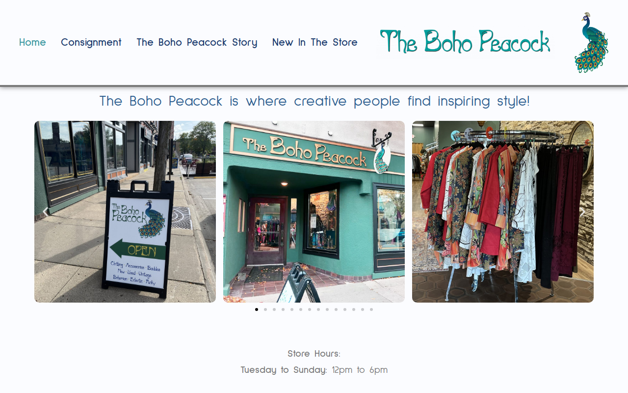 The Boho Peacock website preview