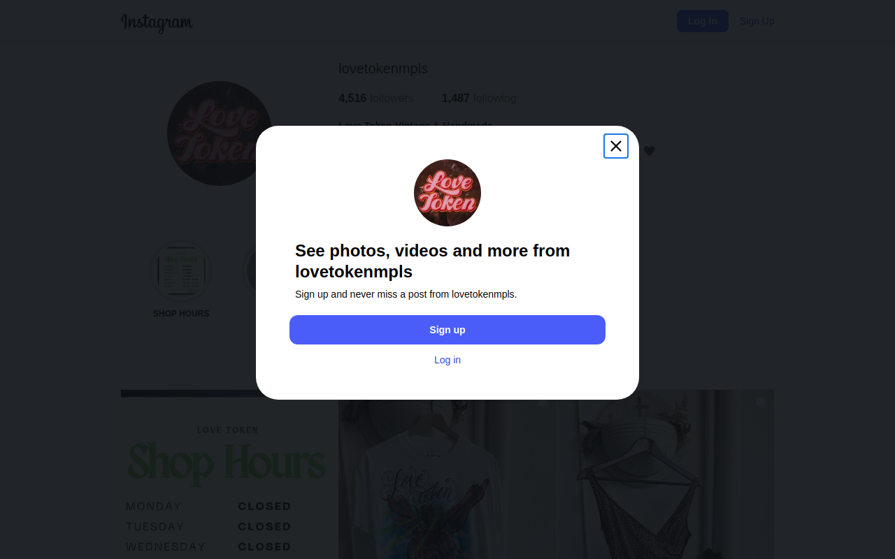 Love Token Vintage & Handmade website preview