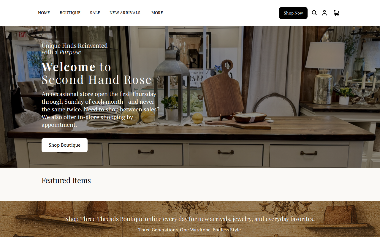 Second Hand Rose website preview