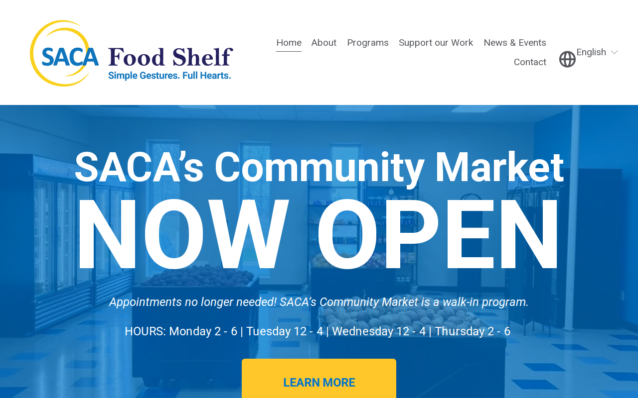 SACA Food Shelf website preview