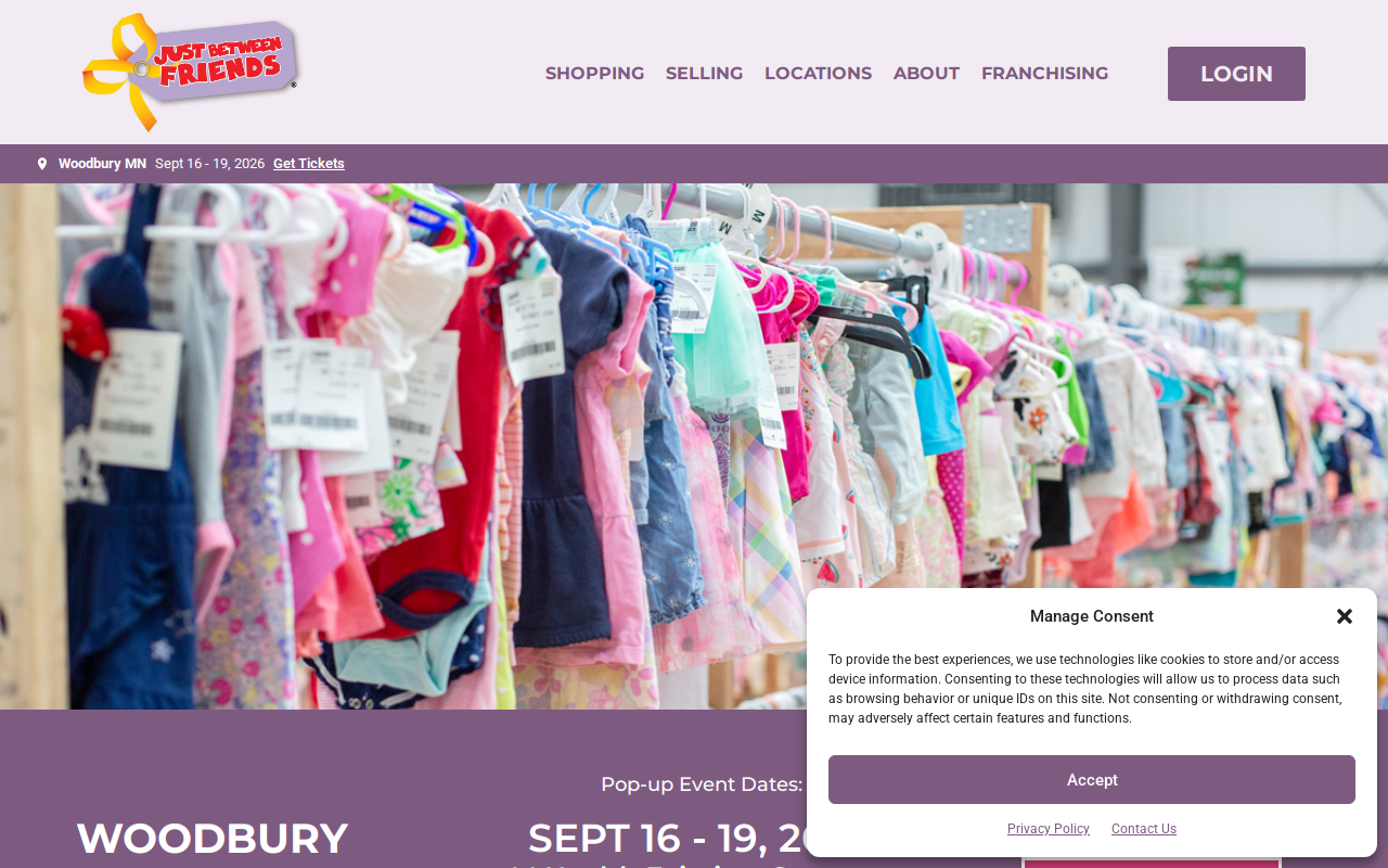 Just Between Friends of Woodbury website preview
