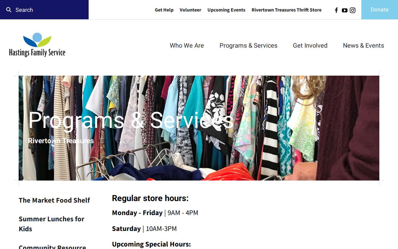 Rivertown Treasures Thrift Store website preview