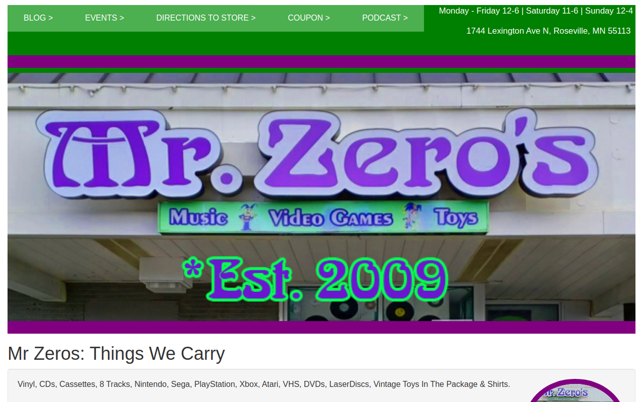 Mr Zeros website preview