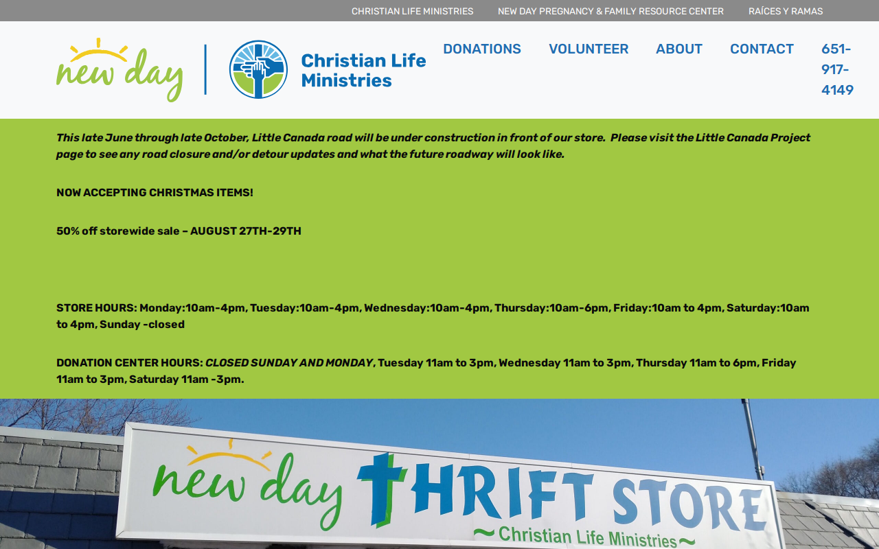 New Day Thrift Store website preview