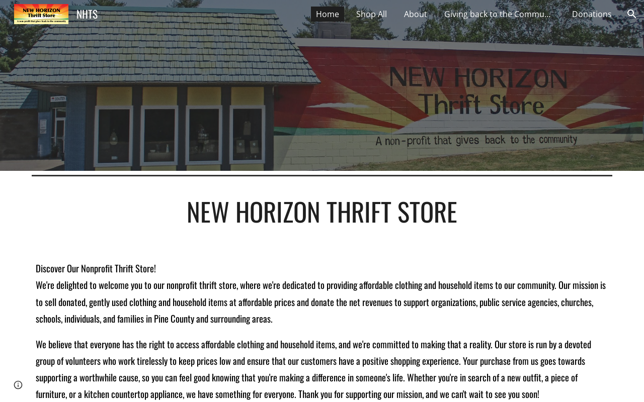 New Horizon Thrift Store website preview