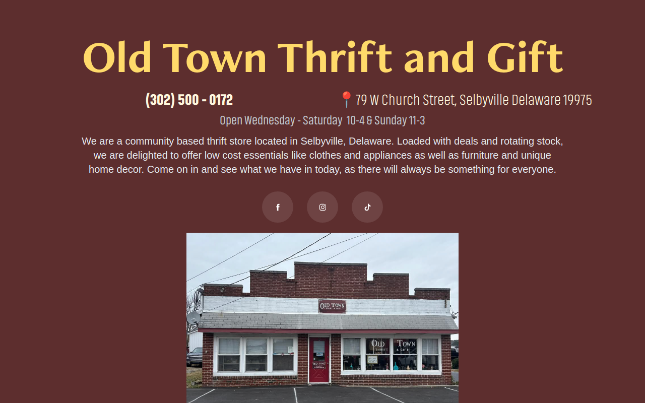 Old Town Thrift and Gift website preview