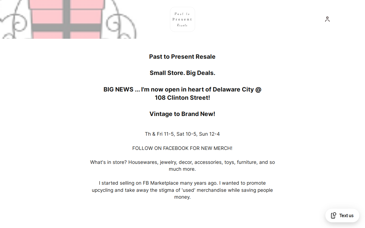 Past to Present Resale website preview