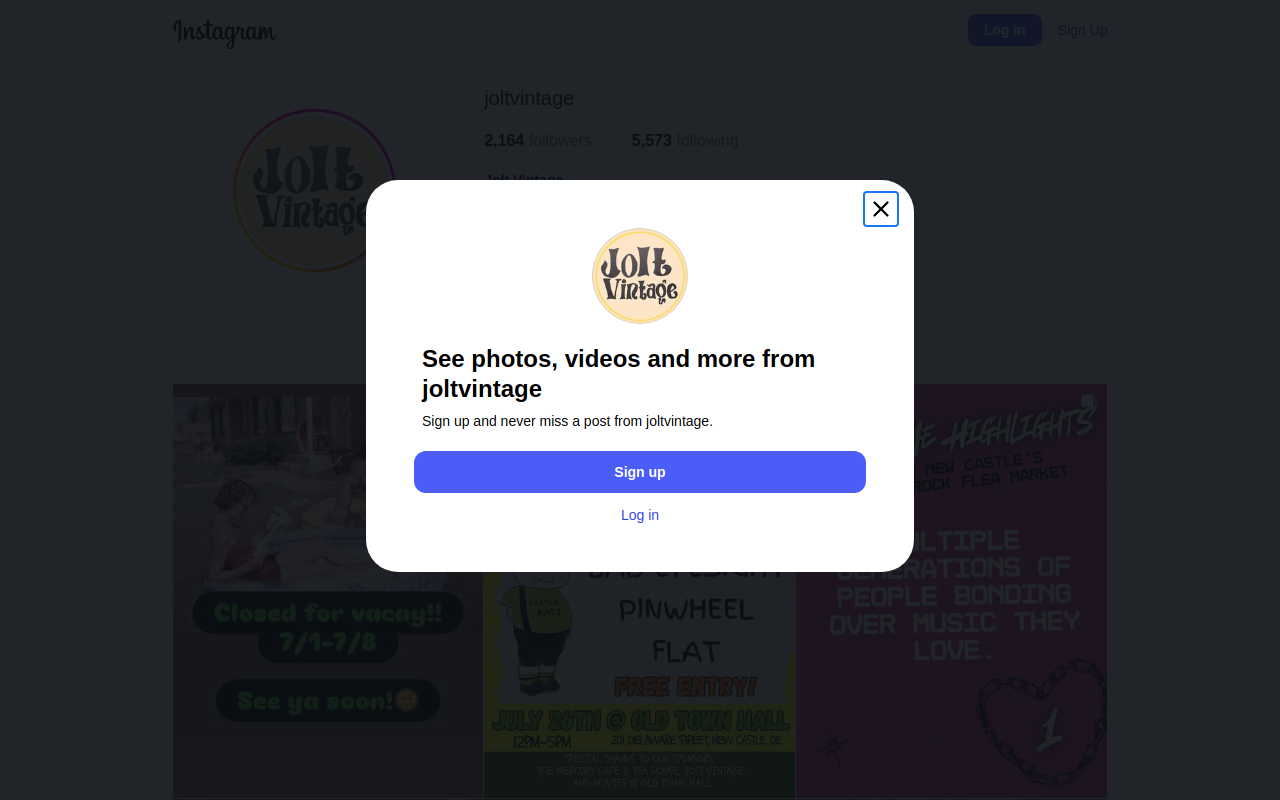 Jolt Vintage website preview