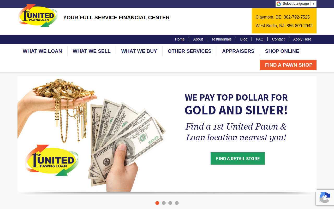 1st United Pawn and Loan website preview