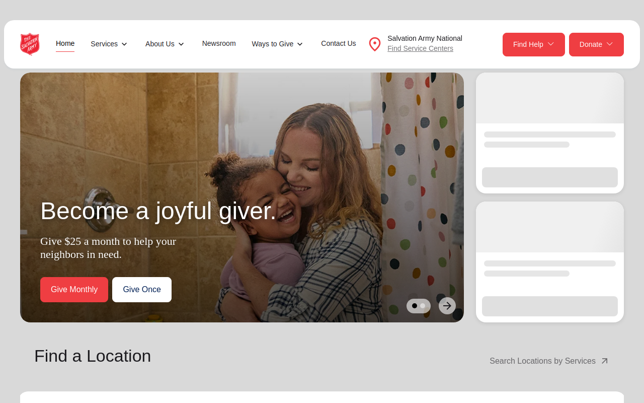 The Salvation Army Family Store and Donation Center website preview