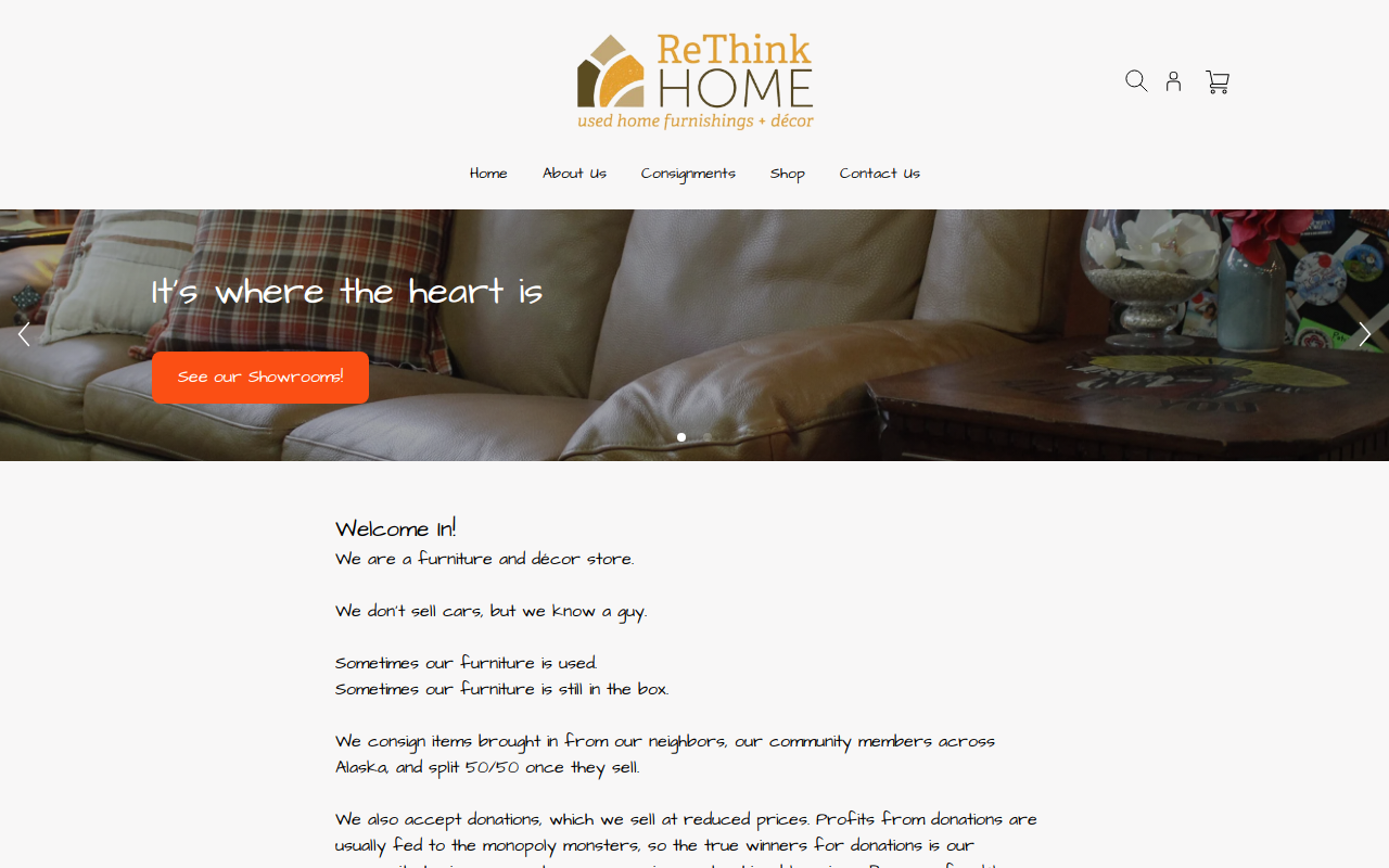 ReThink Used Furnishings and Decor website preview